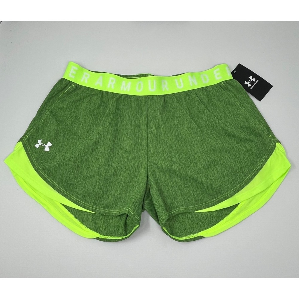 Under Armour Loose Fit Play Up Twist 3.0 Shorts Womens Medium Green Lime New